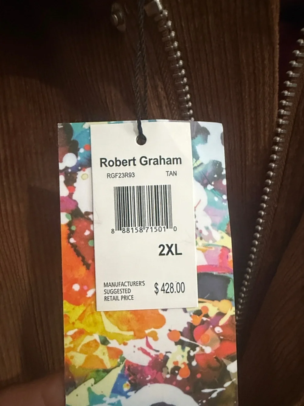 Robert Graham Brown Corduroy Field Jacket with Shearling Collar - Picture 3 of 5